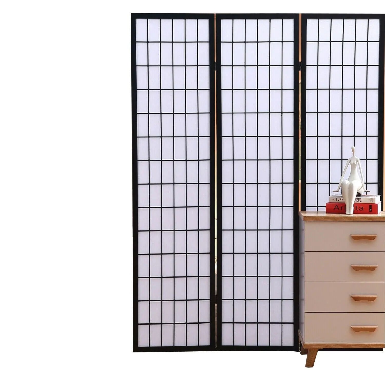 Levede 8 Panel Free Standing Foldable Room Divider Privacy Screen Black Frame Deals499