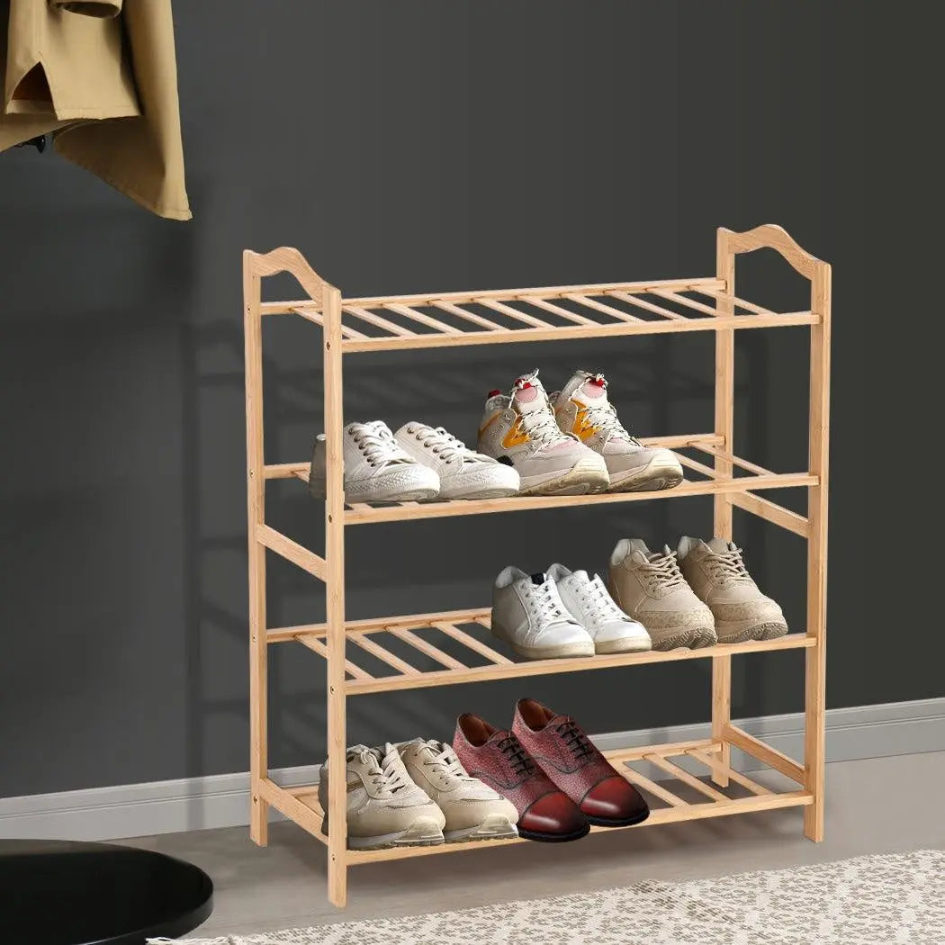Levede Bamboo Shoe Rack Storage Wooden Organizer Shelf Stand 4 Tiers Layers 80cm Deals499
