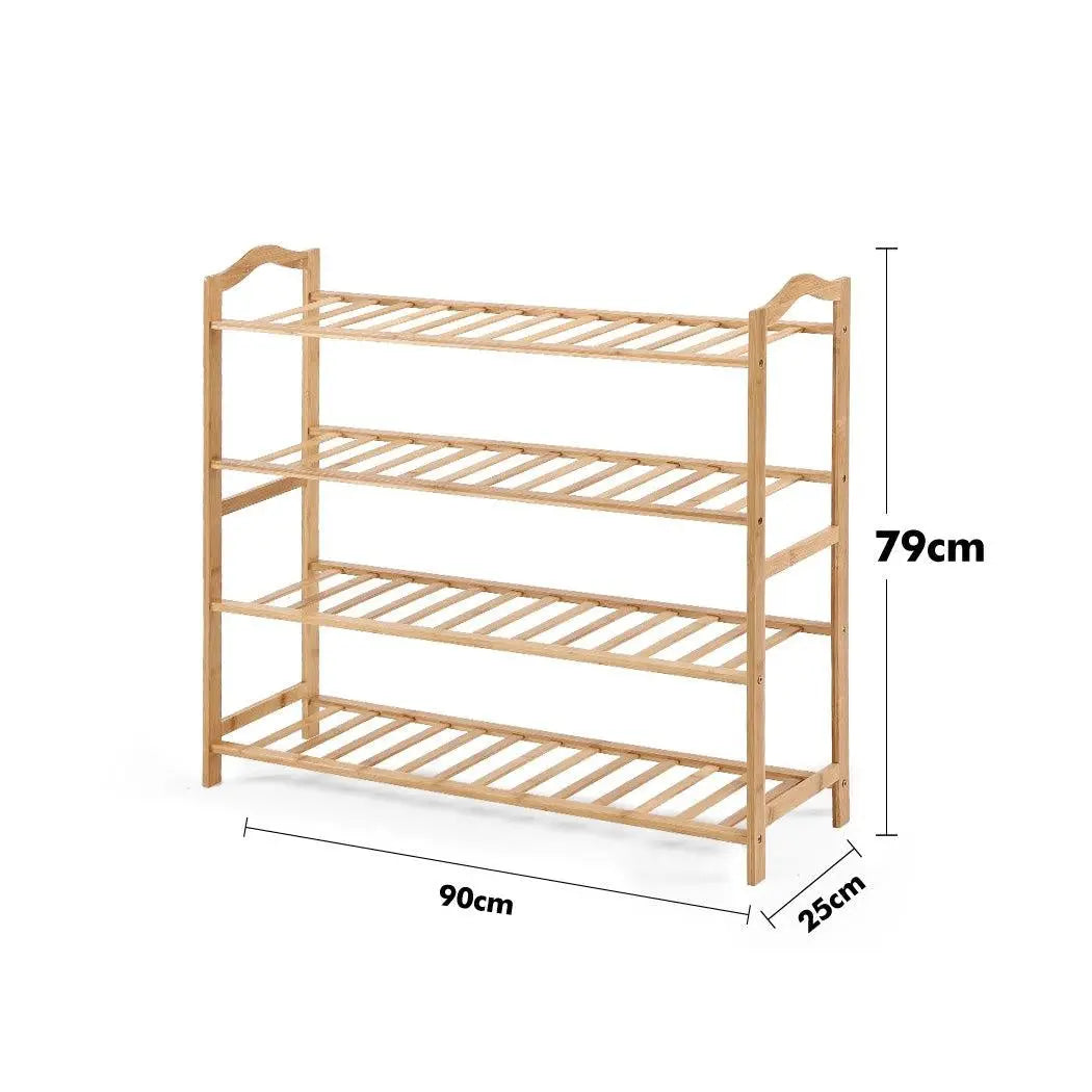 Levede Bamboo Shoe Rack Storage Wooden Organizer Shelf Stand 4 Tiers Layers 90cm Deals499