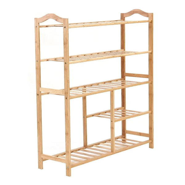 Levede Bamboo Shoe Rack Storage Wooden Organizer Shelf Stand 5 Tiers Layers 80cm Deals499