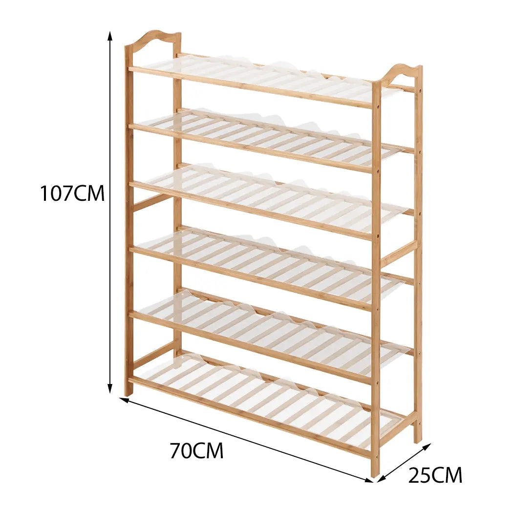 Levede Bamboo Shoe Rack Storage Wooden Organizer Shelf Stand 6 Tiers Layers 70cm Deals499