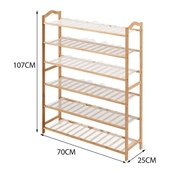 Levede Bamboo Shoe Rack Storage Wooden Organizer Shelf Stand 6 Tiers Layers 70cm Deals499