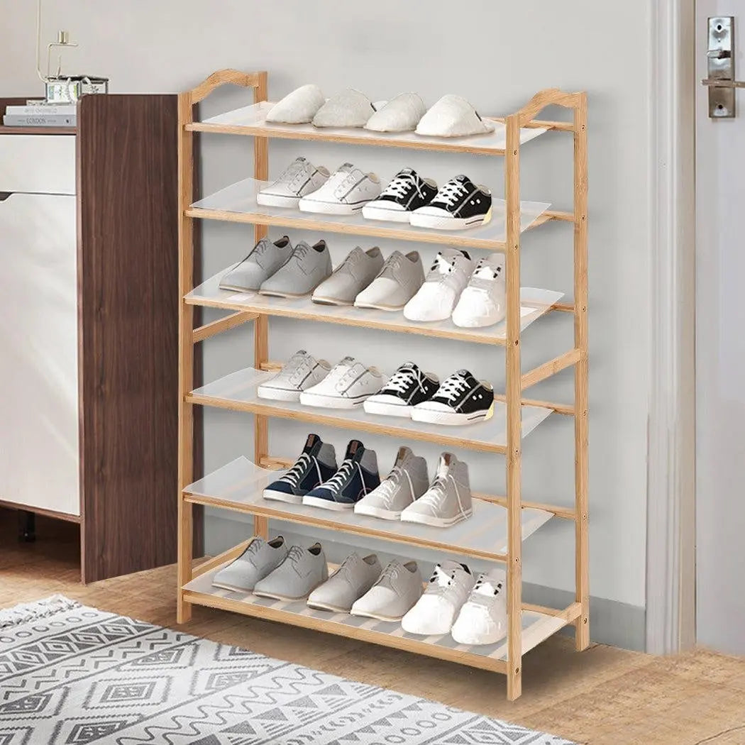 Levede Bamboo Shoe Rack Storage Wooden Organizer Shelf Stand 6 Tiers Layers 70cm Deals499