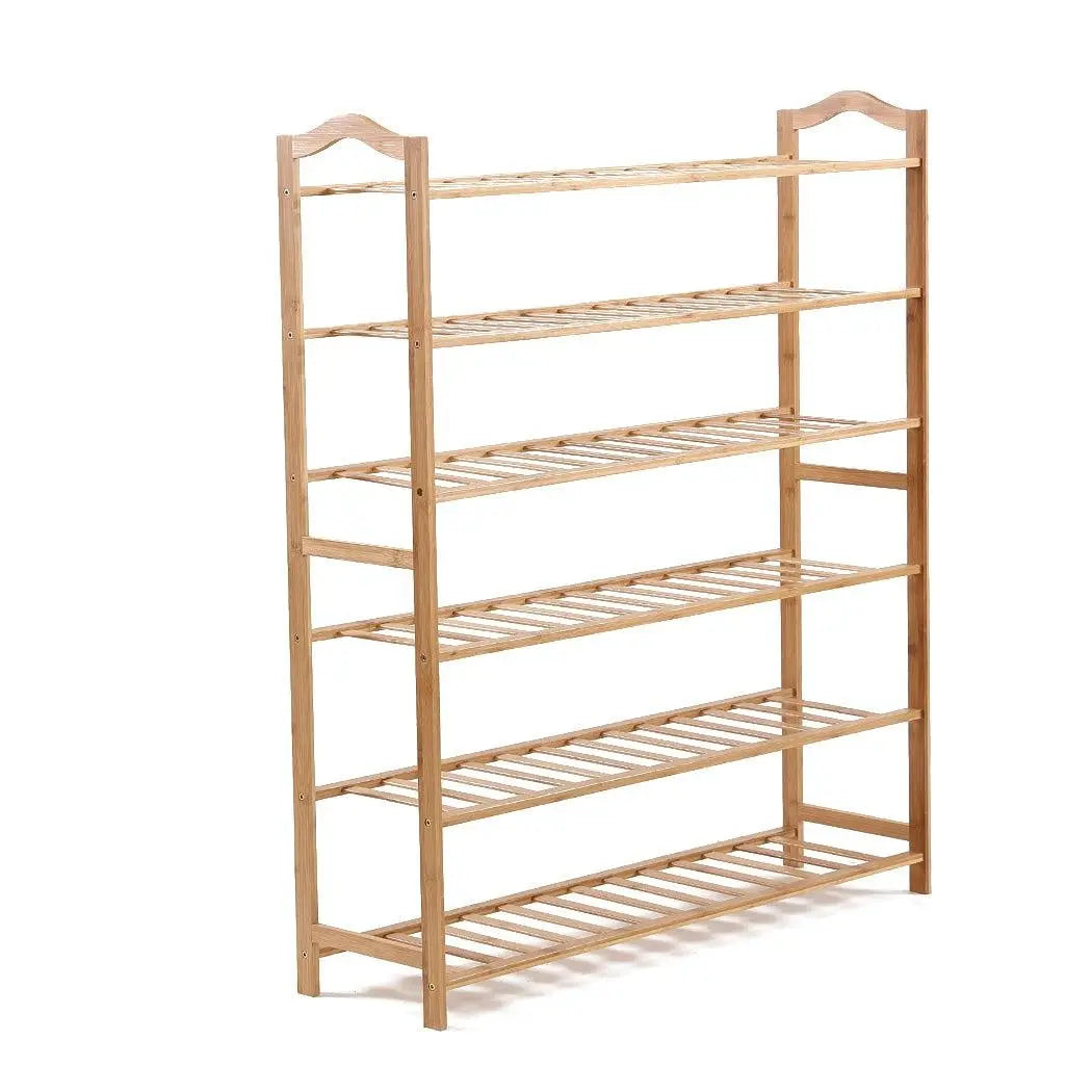 Levede Bamboo Shoe Rack Storage Wooden Organizer Shelf Stand 6 Tiers Layers 80cm Deals499