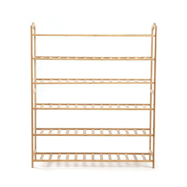 Levede Bamboo Shoe Rack Storage Wooden Organizer Shelf Stand 6 Tiers Layers 80cm Deals499