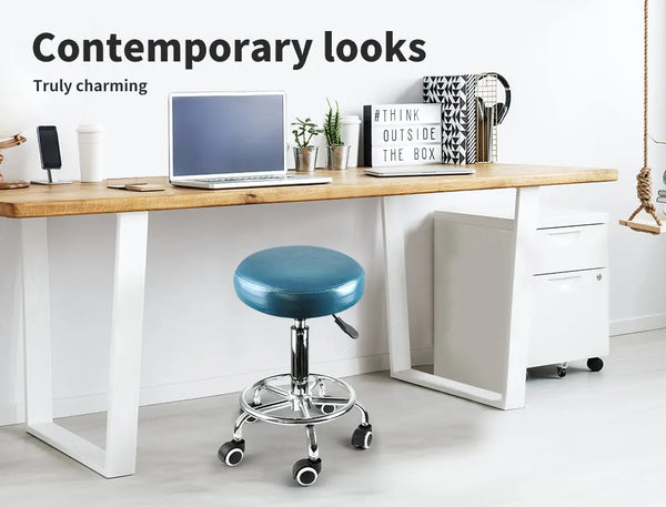 Levede Bar Stools Salon Stool Swivel Barber Dining Chair PU Hydraulic Lift Teal Deals499