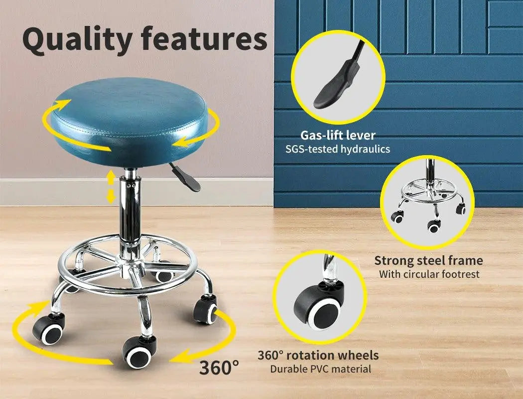 Levede Bar Stools Salon Stool Swivel Barber Dining Chair PU Hydraulic Lift Teal Deals499