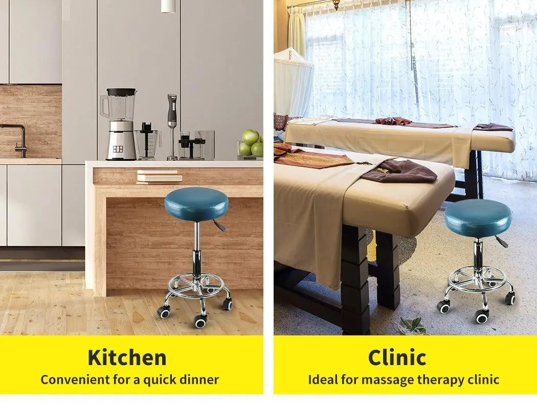 Levede Bar Stools Salon Stool Swivel Barber Dining Chair PU Hydraulic Lift Teal Deals499