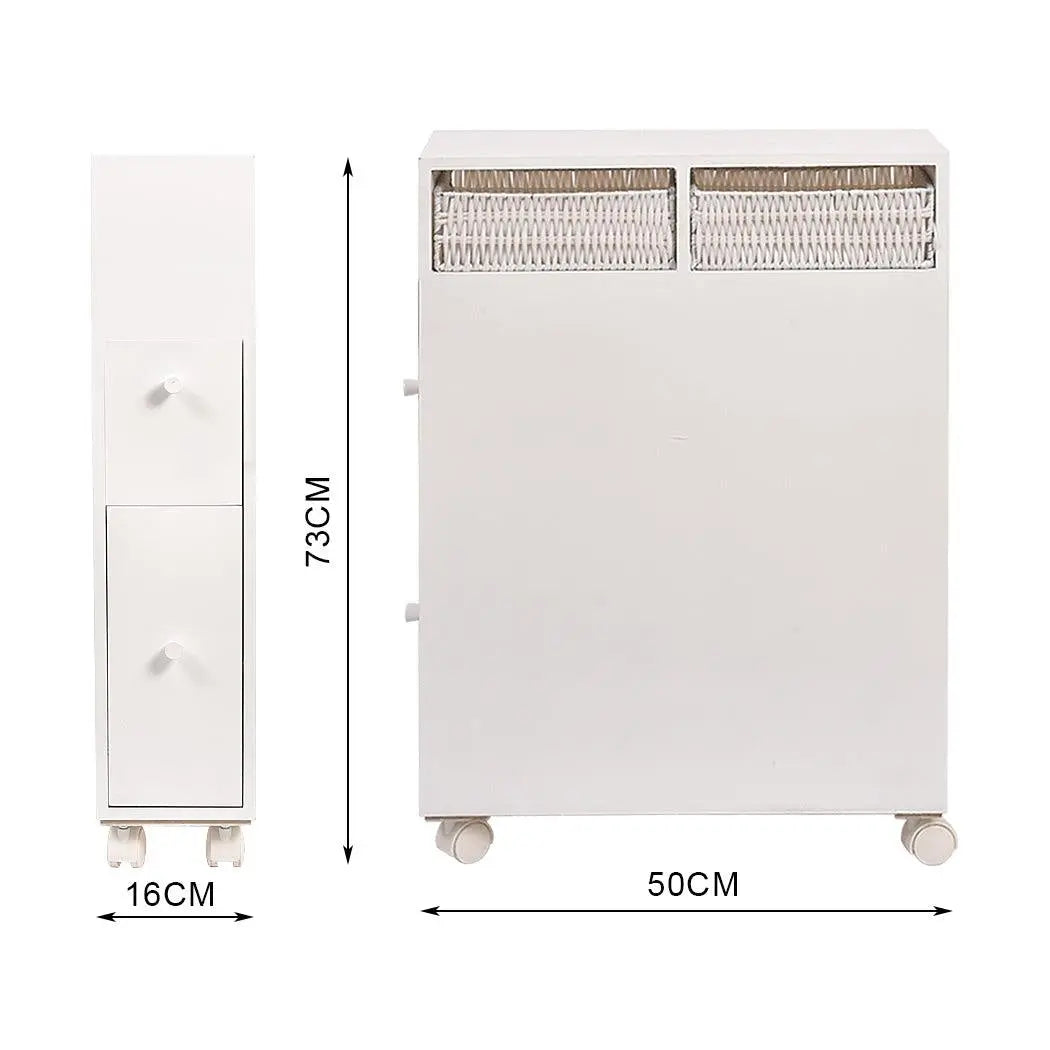 Levede Bathroom Toilet Storage Cabinet Tissue Box Holder Drawer Basket Wheels Deals499