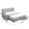 Levede Bed Frame Queen Fabric With Drawers Storage Wooden Mattress Beige Deals499