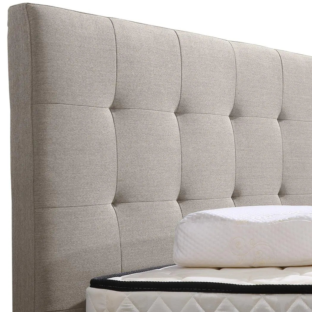 Levede Bed Frame Queen Fabric With Drawers Storage Wooden Mattress Beige Deals499