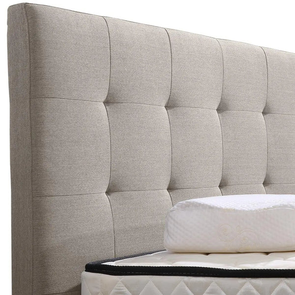 Levede Bed Frame Queen Fabric With Drawers Storage Wooden Mattress Beige Deals499