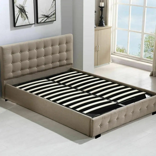 Levede Bed Frame Base With Gas Lift Double Size Platform Fabric Deals499