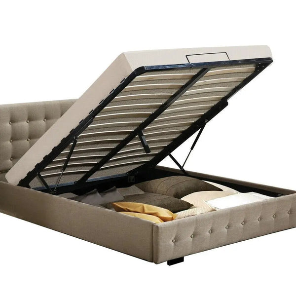 Levede Bed Frame Base With Gas Lift Double Size Platform Fabric Deals499