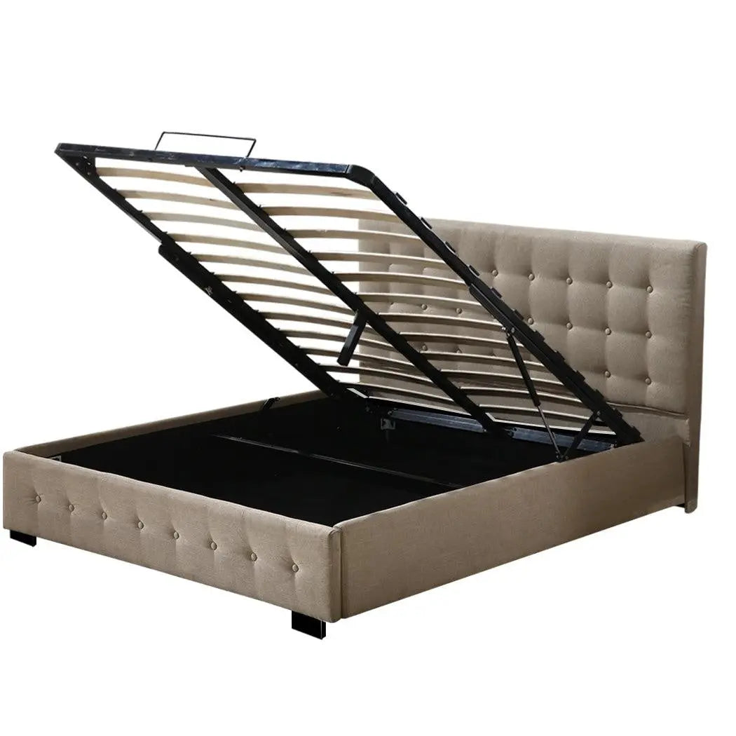 Levede Bed Frame Base With Gas Lift King Size Platform Fabric Deals499