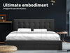 Levede Bed Frame Base With Storage Drawer Mattress Wooden Fabric Double Dark Grey Deals499