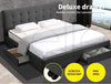 Levede Bed Frame Base With Storage Drawer Mattress Wooden Fabric Double Dark Grey Deals499