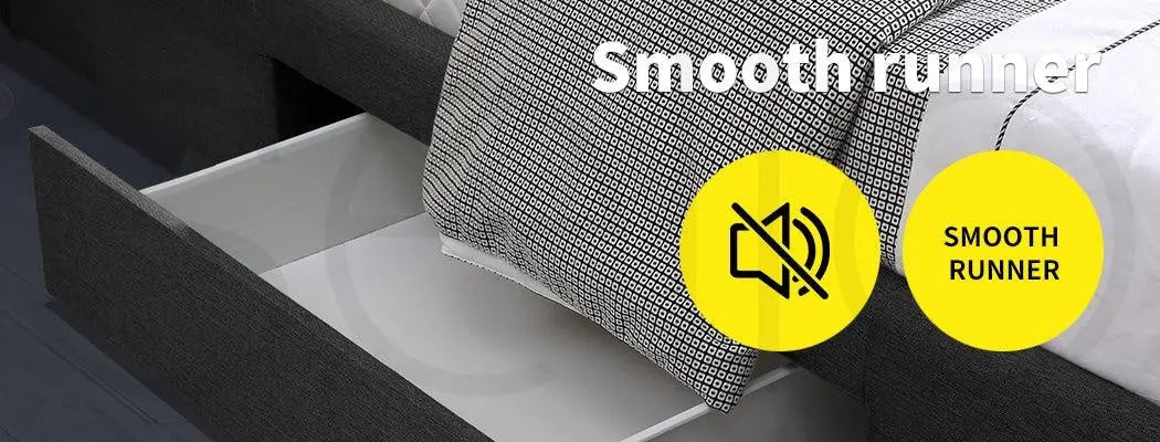 Levede Bed Frame Base With Storage Drawer Mattress Wooden Fabric Double Dark Grey Deals499