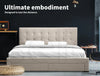 Levede Bed Frame Base With Storage Drawer Mattress Wooden Fabric Double Dark Grey Deals499