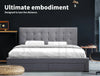 Levede Bed Frame Base With Storage Drawer Mattress Wooden Fabric Double Grey Deals499