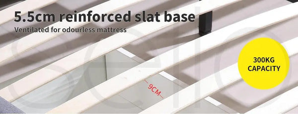 Levede Bed Frame Base With Storage Drawer Mattress Wooden Fabric Double Grey Deals499