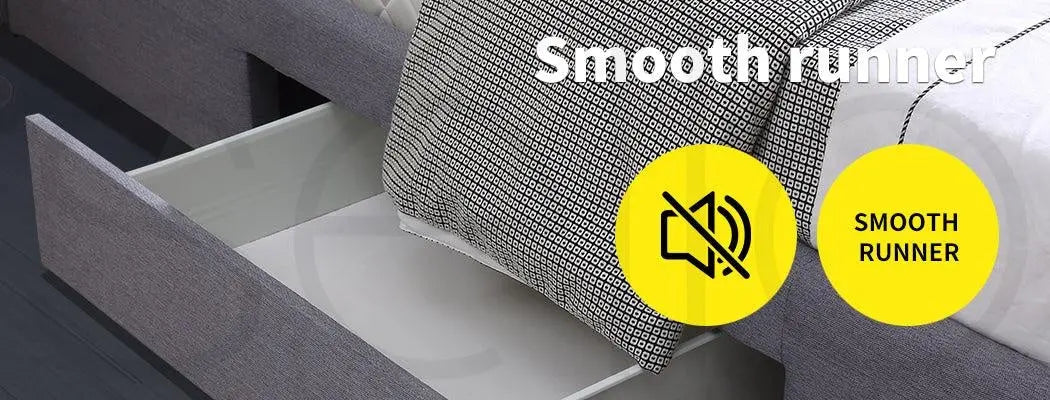 Levede Bed Frame Base With Storage Drawer Mattress Wooden Fabric Double Grey Deals499