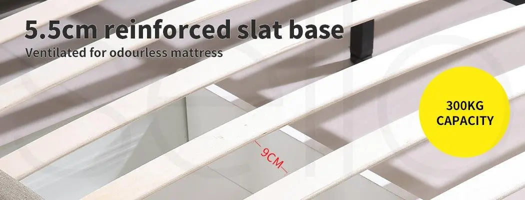 Levede Bed Frame Base With Storage Drawer Mattress Wooden Fabric Double Grey Deals499