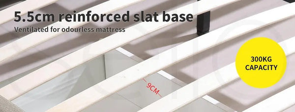 Levede Bed Frame Base With Storage Drawer Mattress Wooden Fabric Double Grey Deals499