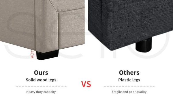 Levede Bed Frame Base With Storage Drawer Mattress Wooden Fabric Double Grey Deals499