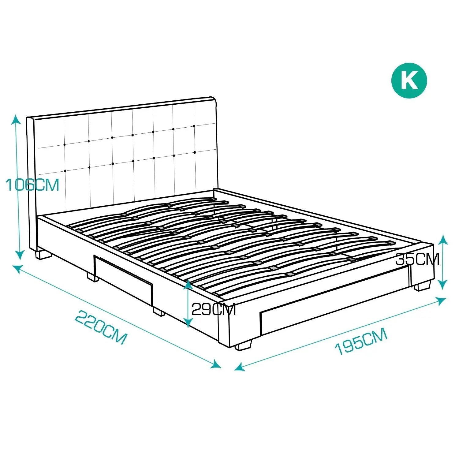 Levede Bed Frame King Fabric With Drawers Storage Beige Deals499