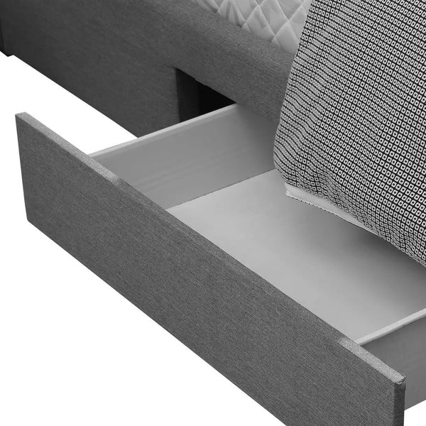 Levede Bed Frame Queen Fabric With Drawers Storage Wooden Mattress Grey Deals499