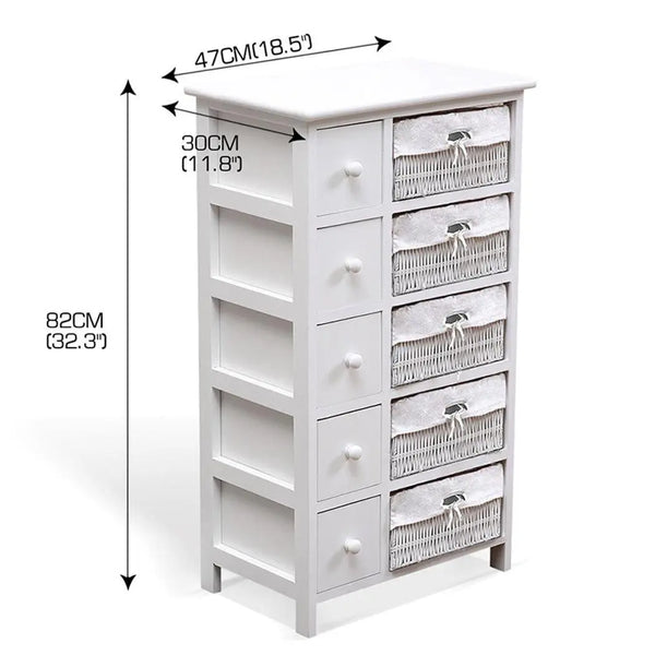 Levede Bedside Tables Chest of 5 Drawers Wood Storage Cabinet Bedroom Furniture Deals499