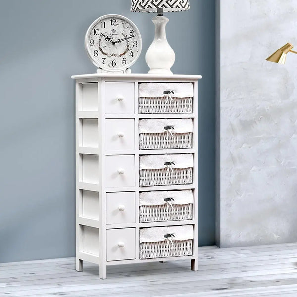 Levede Bedside Tables Chest of 5 Drawers Wood Storage Cabinet Bedroom Furniture Deals499