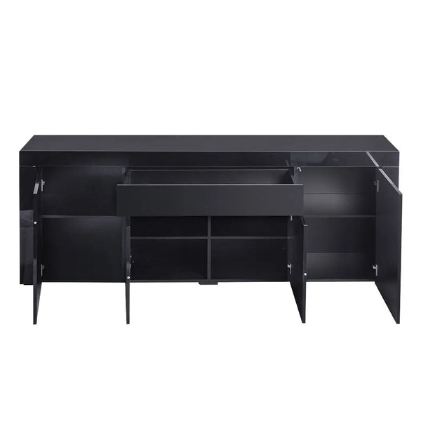 Levede Buffet Sideboard Cabinet High Gloss Storage Modern Doors Cupboard Black Deals499