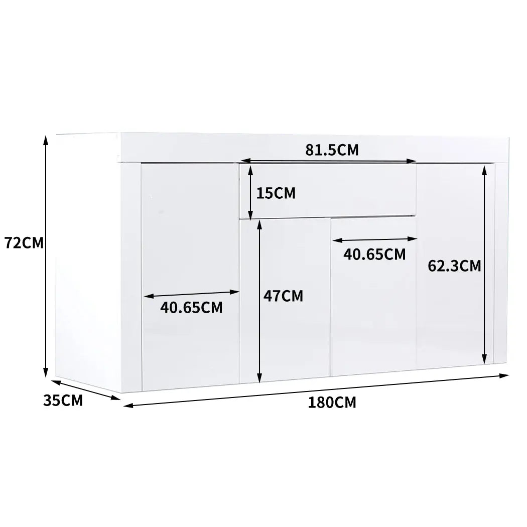 Levede Buffet Sideboard Cabinet High Gloss Storage Modern Doors Cupboard White Deals499
