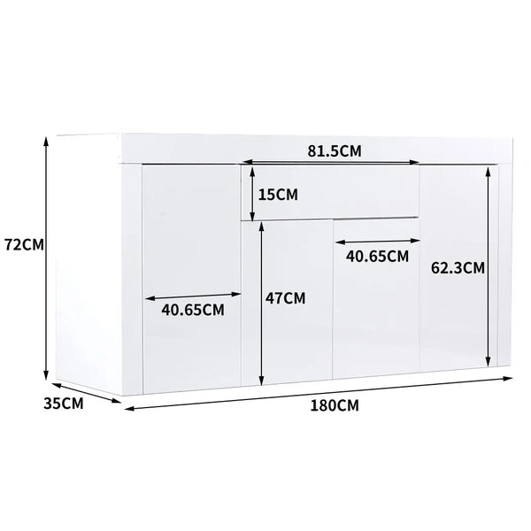 Levede Buffet Sideboard Cabinet High Gloss Storage Modern Doors Cupboard White Deals499