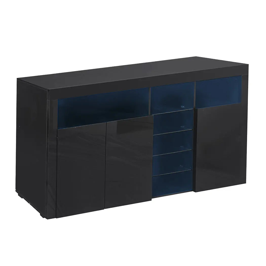 Levede Buffet Sideboard Cabinet Storage Modern High Gloss Cupboard Black Deals499
