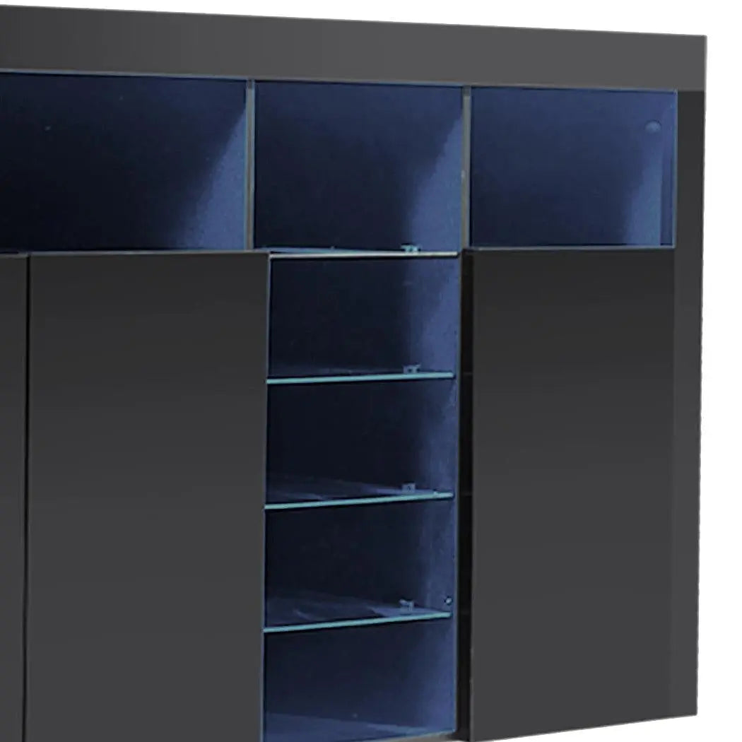 Levede Buffet Sideboard Cabinet Storage Modern High Gloss Cupboard Black Deals499