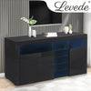 Levede Buffet Sideboard Cabinet Storage Modern High Gloss Cupboard Black Deals499