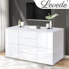 Levede Buffet Sideboard Cabinet Storage Modern High Gloss Cupboard Drawers White 150cm Deals499