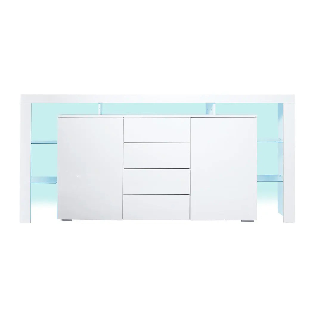 Levede Buffet Sideboard Cabinet Storage Modern High Gloss Cupboard Drawers White 192cm Deals499