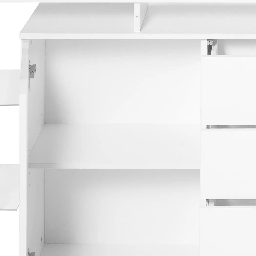 Levede Buffet Sideboard Cabinet Storage Modern High Gloss Cupboard Drawers White 192cm Deals499