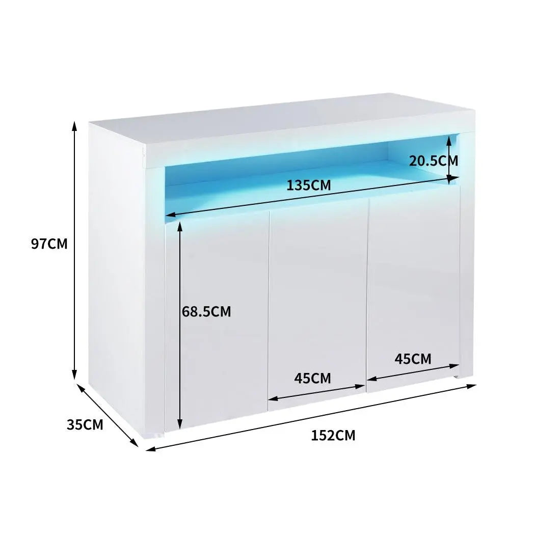 Levede Buffet Sideboard Cabinet Storage Modern High Gloss Furniture White Deals499