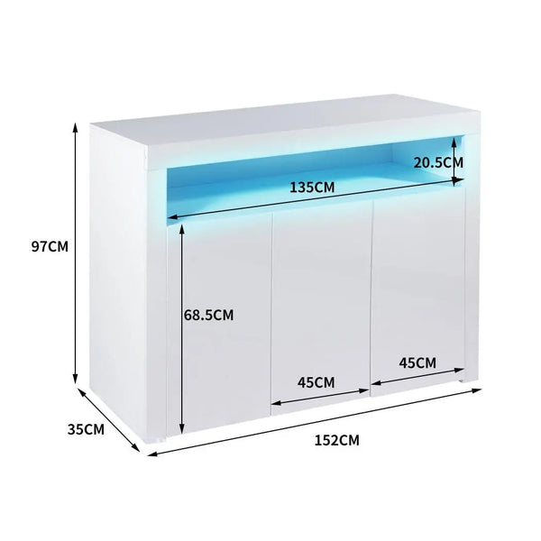 Levede Buffet Sideboard Cabinet Storage Modern High Gloss Furniture White Deals499