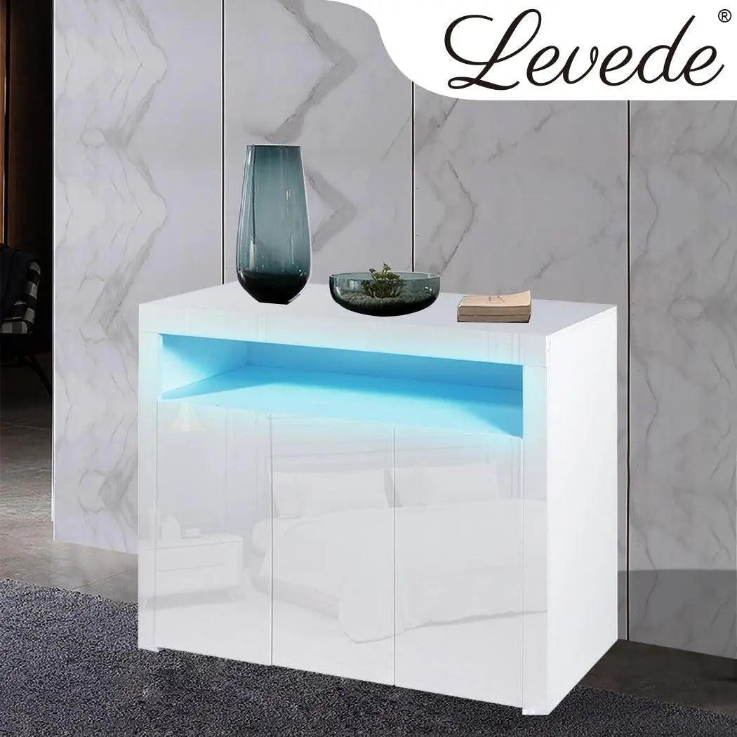 Levede Buffet Sideboard Cabinet Storage Modern High Gloss Furniture White Deals499