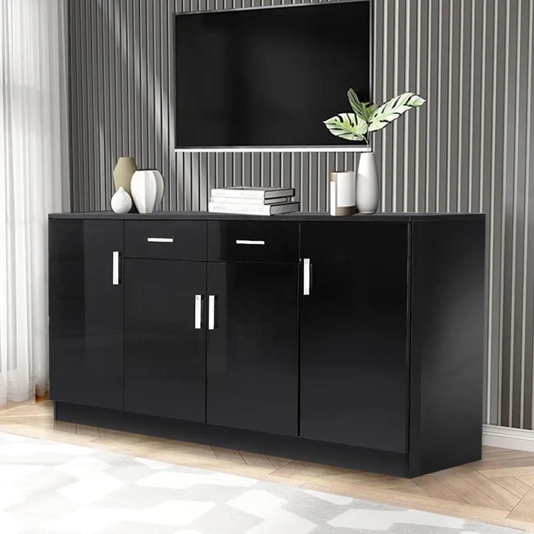 Levede Buffet Sideboard Storage Cabinet Artiss High Gloss Cupboard Drawers Black Deals499