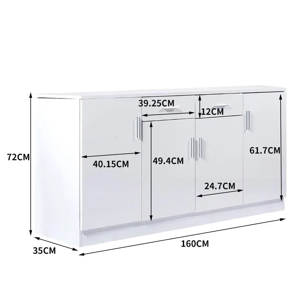 Levede Buffet Sideboard Storage Cabinet Artiss High Gloss Cupboard Drawers White Deals499