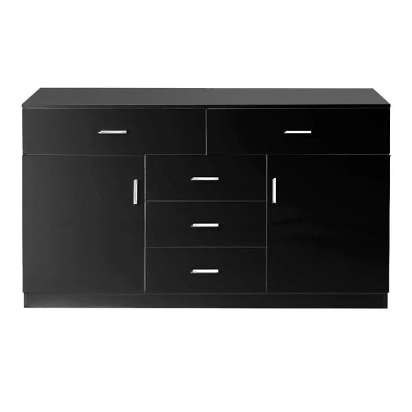 Levede Buffet Sideboard Storage Cabinet Modern High Gloss Cupboard Drawers Black Deals499