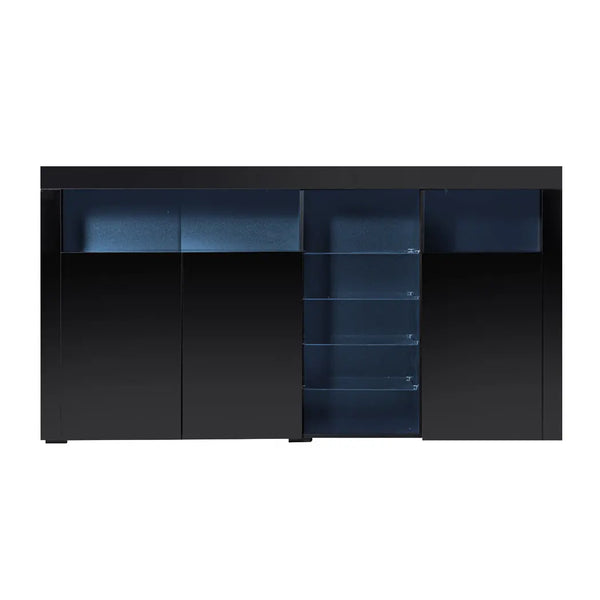 Levede Buffet Sideboard Storage Modern High Gloss Cabinet Cupboard Black Deals499