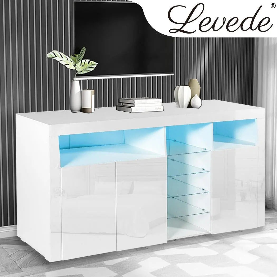 Levede Buffet Sideboard Storage Modern High Gloss Cabinet Cupboard White Deals499